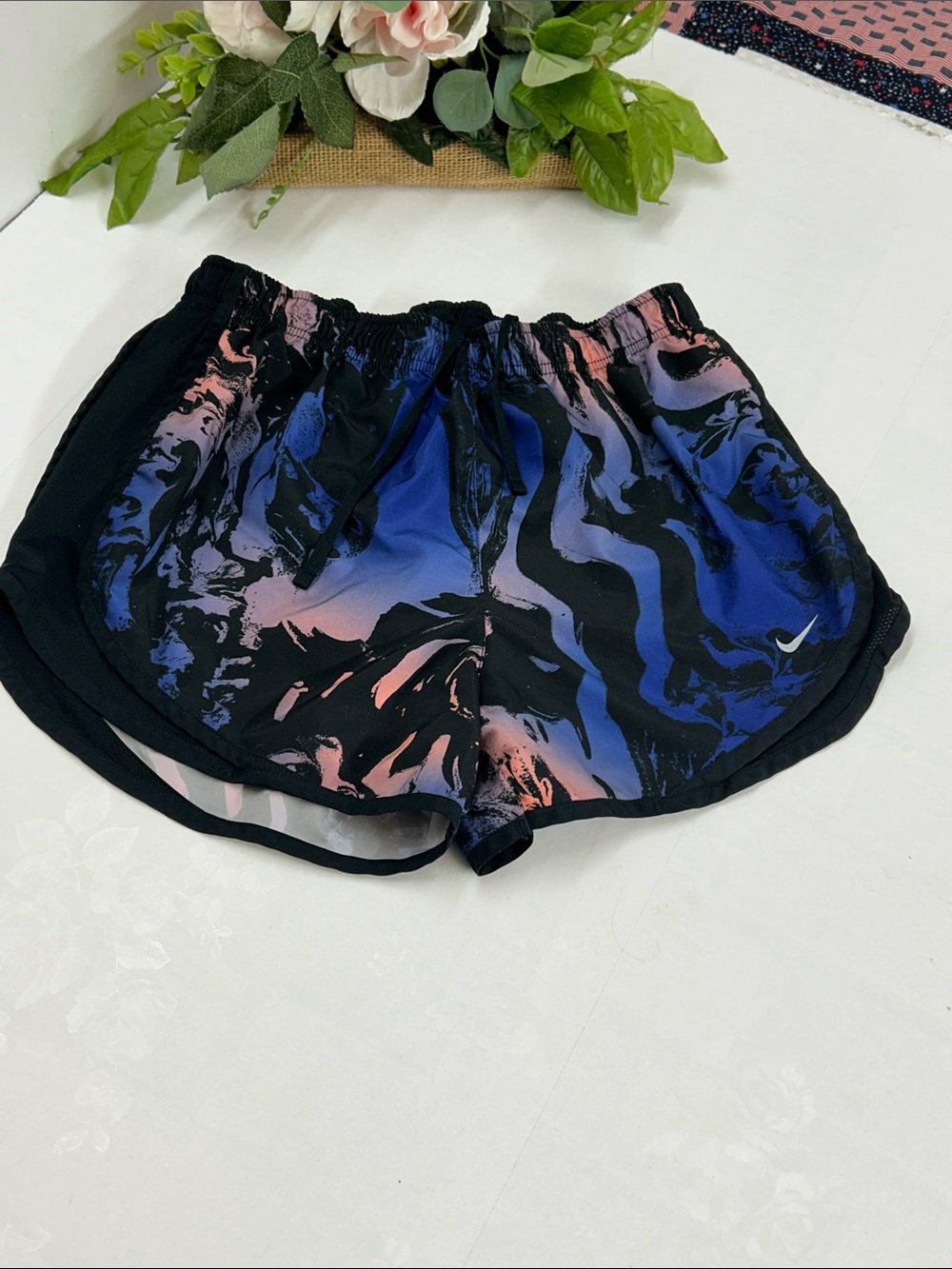 Nike Women's Abstract Wave Running Shorts - Blue & Pink